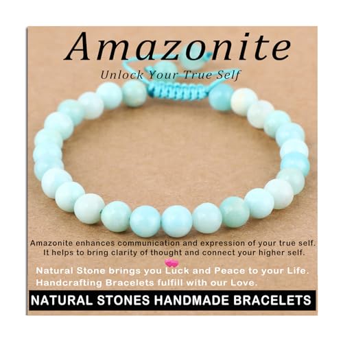 AD Beads Handcrafted Beaded Macrame Bracelet Stylish Customizable Jewelry for Men and Women Protection Healing Gemstone for Balance Wellness Positive - color: Amazonite, size: 6mm