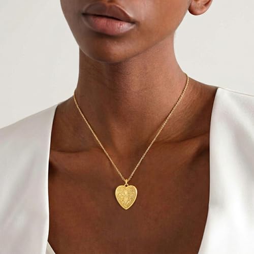 Gold Initial Heart Letter Pendant Necklace Jewelry for Women | 14K Gold Plated Fashion Waterproof Statement Cute Necklaces Dainty Personalized Name Friendship Couple Gifts for Women - color: Initial M