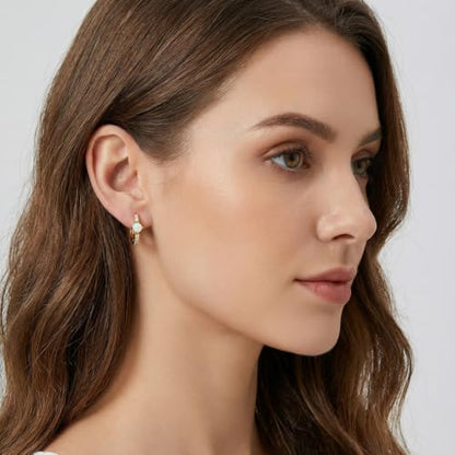 14K Gold Earrings for Women Opal Huggie Hoop Earrings Dainty Hypoallergenic 20mm Earrings Jewelry Gift