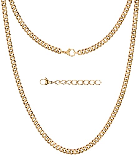 Silvadore Gold/Silver Chain for Men Necklace (2/4/6mm) - Stainless Steel Cuban Link Chain for Men (18K/925 Plated) - Thin, Non-Tarnish & Waterproof Jewelry - GIFT-READY - (18/20/22/24 Inch) - color: 18k Gold Plated, size: 24 inch (61cm), style: 4mm