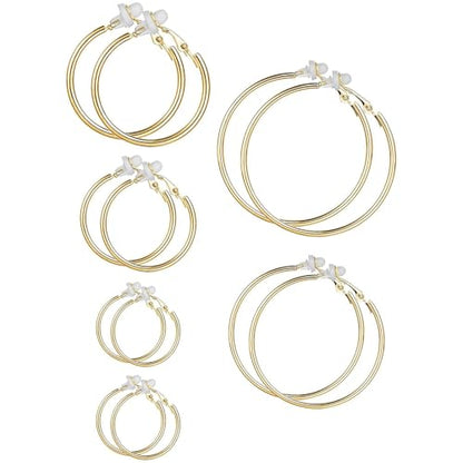 Sumind Clip on Hoop Earrings Hoop Gold Earrings Non Piercing Earrings Set for Women - color: Gold Color