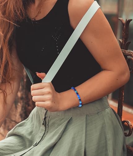 BOMAIL Natural Stone Beaded Bracelet for Women Men | 8mm Round Beads,Healing Crystal,Semi-Precious Gemstone,Yoga,Stretch,Bracelets Jewelry Gift - color: Agate