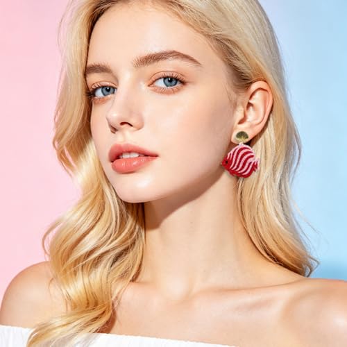 Cute Acrylic Tropical Fish Earrings Creative Parrot Hornbill Drop Dangle Earrings Stylish Animal Statement Earrings Daily Wear Jewelry for Women - color: Pink Red Fish