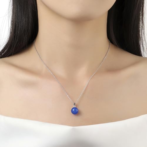 Natural Jade Necklace for Women Sterling Silver Adjustable Handmade Green Jade Pendant Necklaces Healing Crystal Necklace Good Luck Gift for Her - style: Blue Agate Necklace