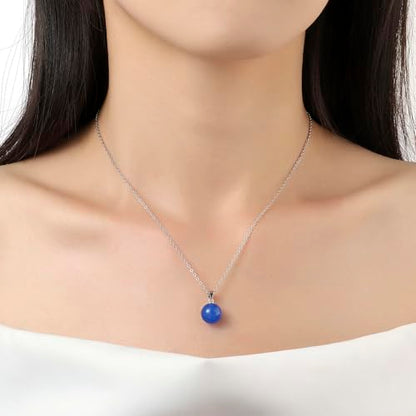 Natural Jade Necklace for Women Sterling Silver Adjustable Handmade Green Jade Pendant Necklaces Healing Crystal Necklace Good Luck Gift for Her - style: Blue Agate Necklace