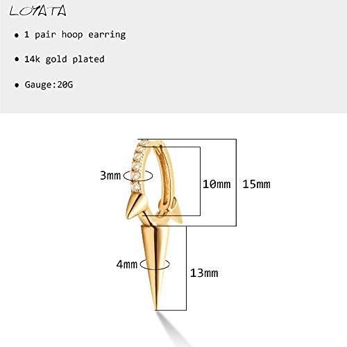 LOYATA Gold Huggie Hoop Earrings 14K Gold Plated Dainty Small Simple Hypoallergenic Jewelry Gift for Women - style: Triple Spike