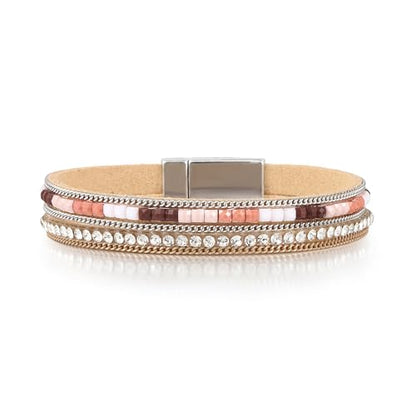 Edoneery Leather Wrap Bracelets for Women, Boho Layered Cuff Bangle | Multi-layer Leather Cuff, Daily wear, Stackable Bangle, Easy on-off, Western Jewelry Gifts for Women - color: Boho-1