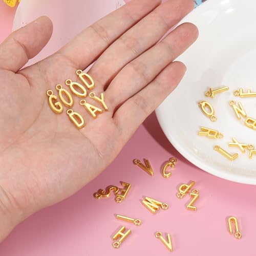 uxcell Letter Charm, Alloy Letter Initial Alphabet Charm for DIY Craft Jewelry Making Bracelets Earrings Necklace - color: Gold - T