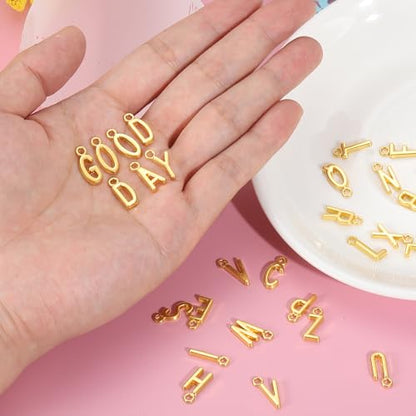 uxcell Letter Charm, Alloy Letter Initial Alphabet Charm for DIY Craft Jewelry Making Bracelets Earrings Necklace - color: Gold - C