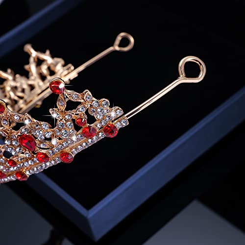 Kamirola - Queen Crown and Tiaras Princess Crown for Women Crystal Headbands for Bridal, Princess for Wedding and Party - color: Gold Red