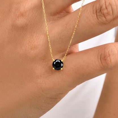 Inerney Diamond Necklace for Women,14K Gold Plated Solitaire Cubic Zirconia Birthstone Pendant Necklace 1.5 Carat (7.3mm) Crystal, Dainty Simple Trendy Jewelry Accessories Birthday Gifts for Women Mom - color: Gold