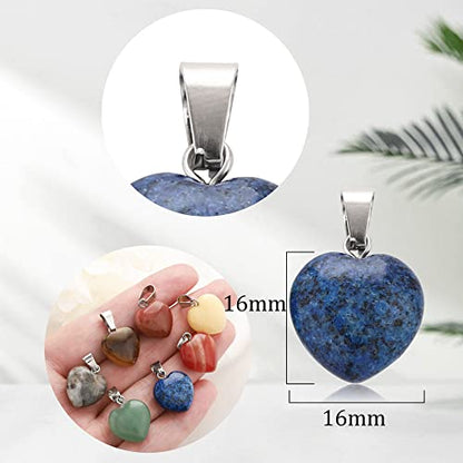Lezam 24 Pieces Healing Crystal Heart Moon Cross Shaped Pendants Necklace Charms for DIY Jewelry Making Natural Quartz Stones Chakra Love Beads Bulk - color: 24Pcs-B