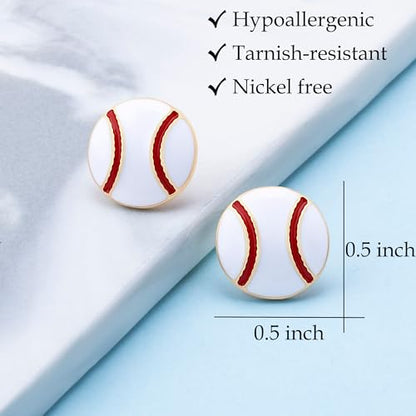 Gold Stud Earring Gifts For Teens Women Hypoallergenic Golf Baseball Football Basketball Soccer Volleyball Sport Earrings For Women - color: baseball earring