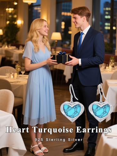 Dorunmo s925 Sterling Silver Western Dangle Drop Earrings Birthday Jewelry Gifts for Women - style: Turquoise+Heart