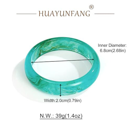Chunky Acrylic Bangles Bracelets For Women Geometric Acrylic Resin Acetate Mottled Wide Bangle Bracelet Statement Colorful Bangles for Party - color: 03-blue bangle