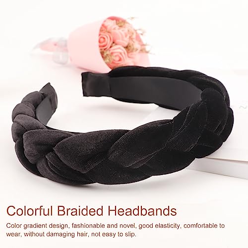 DRESHOW Braided Headbands for Women Velvet Hair Hoop Elastic Criss Cross Hair Bands Accessories - color: 01 Pc Velvet Braided: Black