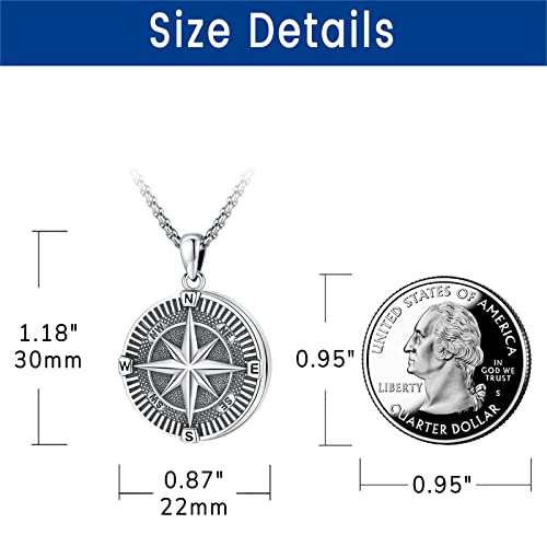 Compass Necklace for Women Men 925 Sterling Silver Pendant Urn Necklaces for Ashes Picture Locket Necklace Anchor Necklace Viking Necklace Crystals CZ Moonstone Abalone Shell Turquoise Compass Jewelry - color: Q-L-Compass Picture Locket, style: Locket