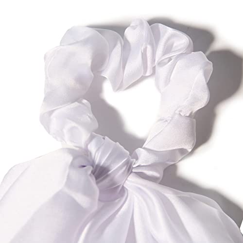 3PCS Hair Scarf Scruncheis for Women Knotted Bow Hair Ties Elastic Bands Satin Hair Ribbon Scrunchy Red Ponytail Holder for Women and Girls (Black White Gray) - color: Black White Gray