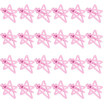 ELANE 24 Pcs Star Snap Hair Clips for Women Girl,Cute Hair Barrettes for Women Fine Thin Hair Accessories DIY - color: Pink