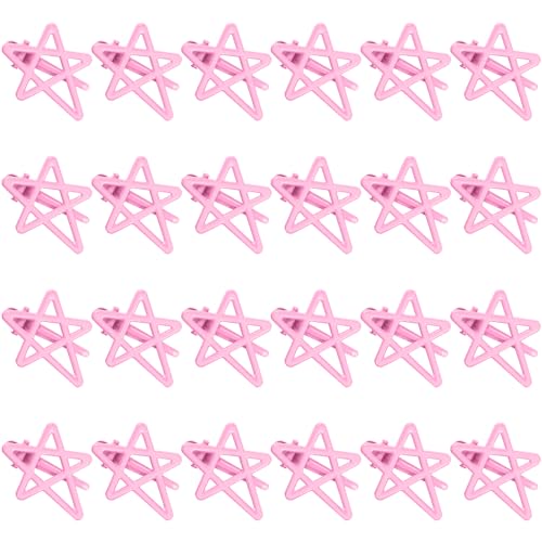 ELANE 24 Pcs Star Snap Hair Clips for Women Girl,Cute Hair Barrettes for Women Fine Thin Hair Accessories DIY - color: Pink