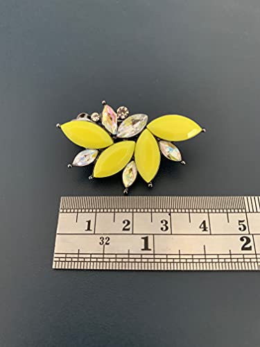 80s Funky Punk Rock Spiky Starburst Angel Wings Oversized Colorful Stones Studded Candy Cluster Women Statement Stud Earrings - color: Electric Yellow