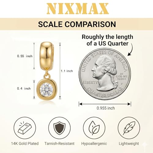 NIXMAX Trendy Gold Dangle Earrings for Women, Chunky Statement CZ Hoops | Bezel-Set Cubic Zirconia Charm, 14K Gold Plated, Lightweight Hypoallergenic Jewelry, Fashion Accessories, Gifts for Women - color: Gold-Chunky Round Hoops