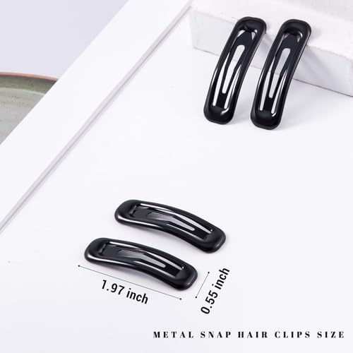 20 PCS Small Rectangle Hair Barrettes For Women Non Slips Snap Clips For Thin Fine Hair,Bright Black,1.97 x 0.55Inch - color: Bright Black