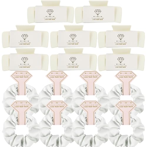 Bridesmaid Scrunchies Proposal Gifts 4.1 Inch Square Set of 8 Bachelorette Hair Claw Clips ideas Bridal Shower Gift for Wedding Party Favors (16pcs White) - color: 16pcs White