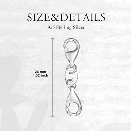 925 Sterling Silver Lobster Clasp for DIY Necklace Bracelet Jewelry Making, Double Spring Clasp with Closed Jump Rings, Necklace Extender Clasp Connector Bracelet Extension (Style 4) - style: Style 4