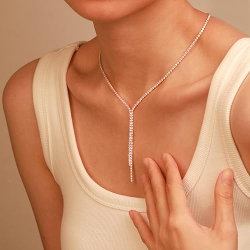 2 PCs Gold Plated Necklace Set for Women - Non Tarnish Jewelry Gift with Fashion Design - style: Tennis Necklaces 1