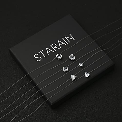Starain 8 Pcs Fishing Line Necklace for Women Single Moon Star Cubic Zircon Pendant Choker Necklace Set - color: White