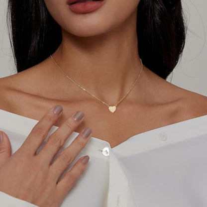 Airmb Heart Necklace for Women Gold/Silver Plated Trendy Heart Choker Lover Pendant Hypoallergenic Fashion Gold/Silver Necklace for Women Love Jewelry Gift for Women Girlfriend - color: Crushed CZ-Gold