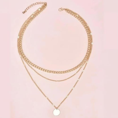 Gold Plated Layered Necklaces for Women Charm Disc Cuban Link Snake Chain Paperclip Layering Vintage Twisted Rope Adjustable Chain Trendy Jewelry Gifts for Women 16/18/20 Inches