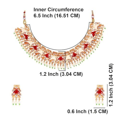 Efulgenz Indian Wedding Antique Crystal Faux Pearl Necklace Set for Women - color: Multi