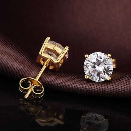 Sparkling 925 Sterling Silver Round Cut 5A+ Cubic Zirconia CZ Stud Earrings Hypoallergenic Earrings for Women/Men 4MM-8MM - color: C: yellow, size: 7mm