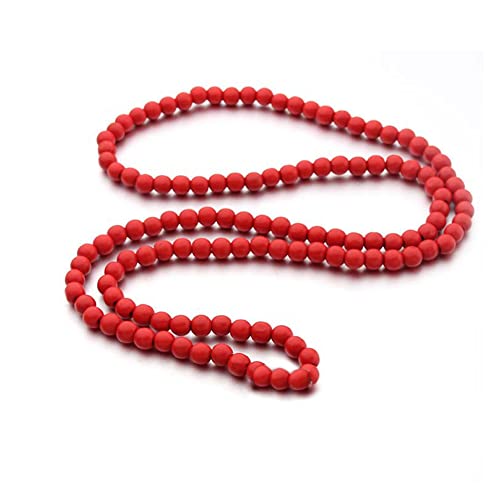 COLORFUL BLING 8MM Natural Wood Bead Necklace Africa Wooden Chain Statement Unisex Chunky Strand Necklaces Hip Hop Jewelry - color: red