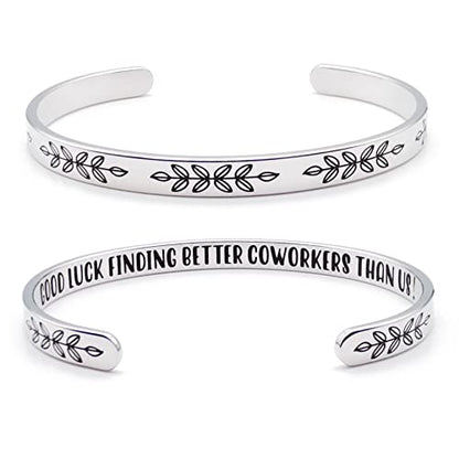 Dczosily Inspirational Bracelets for Women Stainless Steel Cuff Bracelet Engraved Jewelry Motivational Bangles Personalized Gifts for Best Friend/Mom - style: Coworkers-GOOD LUCK FINDING BETTER COWORKERS THAN US!