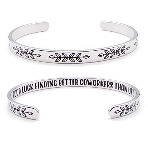 Dczosily Inspirational Bracelets for Women Stainless Steel Cuff Bracelet Engraved Jewelry Motivational Bangles Personalized Gifts for Best Friend/Mom - style: Coworkers-GOOD LUCK FINDING BETTER COWORKERS THAN US!