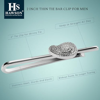 HAWSON Various Tie Clips for Men Unique, Funny Novelty Mens Tie Bar, Personalized Tie Pins for Men, Theme Wedding Party Gifts - style: Paisley Swirl