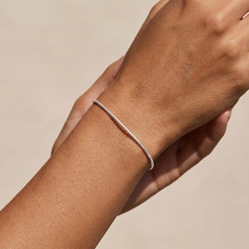 925 Sterling Silver Bracelet - Snake Chain Bracelet Delicate Gift for Women Wife, Size: 6.5 7 7.5 8 Inches - color: 8IN