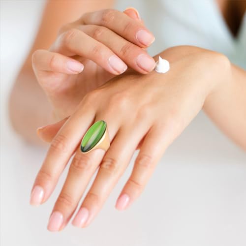 HAIXIAN Exaggerated Gemstone Ring,Big 14K Gold Plated Eye Shape Stone Chunky Statement Ring,Cocktail Party Ring Jewelry Gift for Women - color: A04_Green