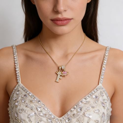 18K Gold & Silver Plated Initial Necklaces for Women - color: F-Gold