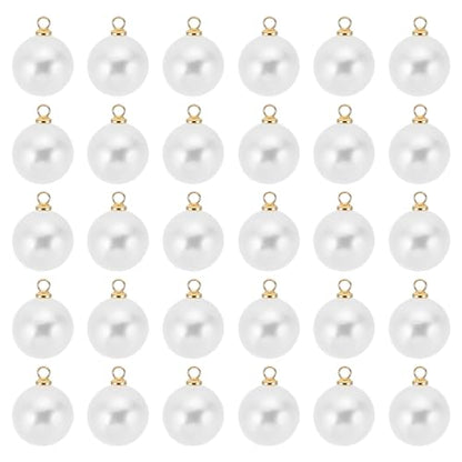 PATIKIL Pearl Charm, 100pcs Pearl Beads Faux Pearl Pendant Charm DIY for Jewelry Making Bracelets Earrings Necklace Crafts - color: Golden White, size: 14mm