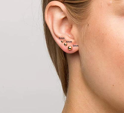 Titanium Ball Earrings Hypoallergenic Studs for Women Men Sensitive Ears Black 3mm 4mm 5mm Titanium Backs - style: 4mm PVD gold