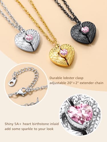 FindChic Locket Necklace for Women Custom Photo Memorial Gifts 4 Colors | Silver/Black/Rose Gold/Gold Plated Personalized for Loved Ones, Birthday Valentine's Day Keepsake - style: 04. Birthstone Style 1-Silver