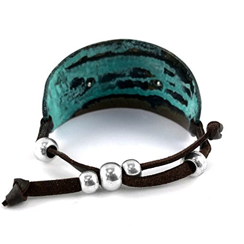 Western Peak Hammered Plate Hide Your Crazy Act Like a Lady 12 Gauge Shotgun Shell Leather Cuff Bracelet Necklace - color: New Patina