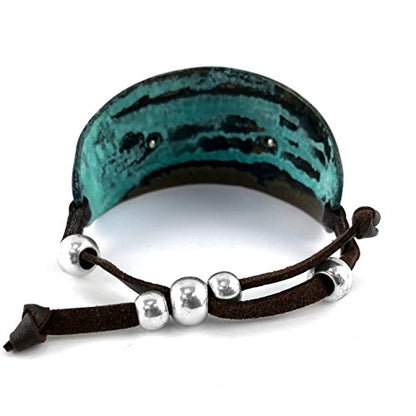 Western Peak Hammered Plate Hide Your Crazy Act Like a Lady 12 Gauge Shotgun Shell Leather Cuff Bracelet Necklace - color: New Patina