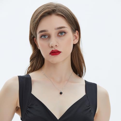 Natural Jade Necklace for Women Sterling Silver Adjustable Handmade Green Jade Pendant Necklaces Healing Crystal Necklace Good Luck Gift for Her - style: Black Obsidian Necklace