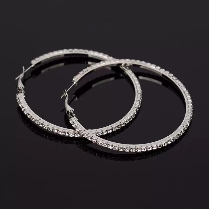8 PcsCuban Link Chain jewelry sets for Woman with Rhinestone Necklace Bracelet Earrings Bling Diamond chunky Chain Jewelry - color: Silver B, size: 18inch