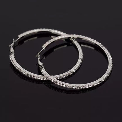 8 PcsCuban Link Chain jewelry sets for Woman with Rhinestone Necklace Bracelet Earrings Bling Diamond chunky Chain Jewelry - color: Silver B, size: 18inch